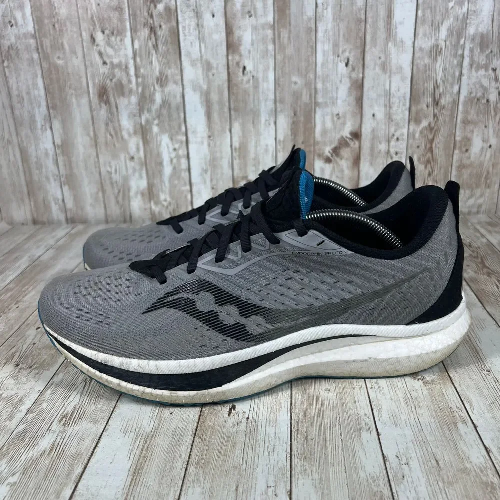 Saucony Performance Running Shoes Athletic Sneakers Gray Black Blue PWR‎ Run